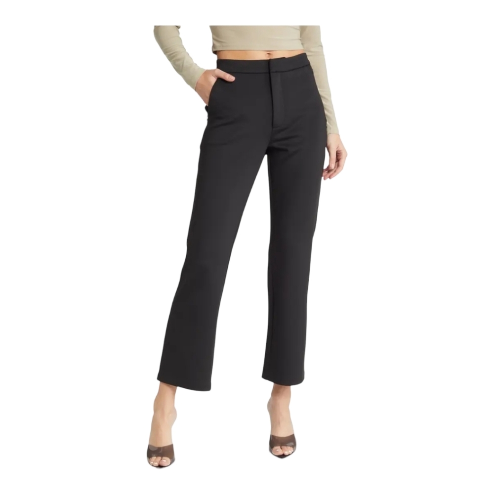 NWT Good American Shiny Crop Scuba Trousers, Size 18, Color Black.